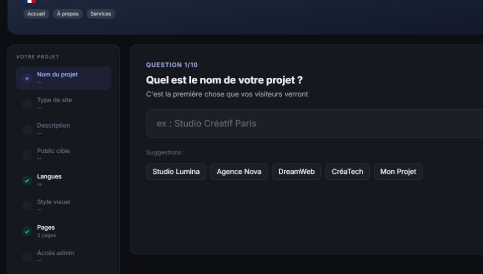 creeaxtion de projet